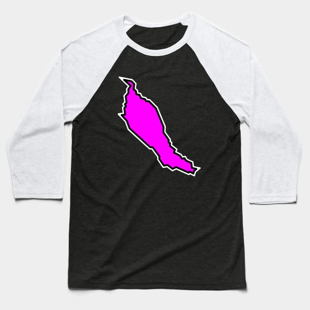 Denman Island BC - Pink Magenta Silhouette - Simple and Bright - Denman Island Baseball T-Shirt by City of Islands